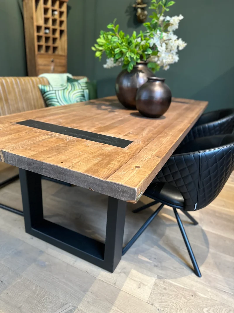 Table en Bois Massif avec Pieds U Apparents (300x120 cm)