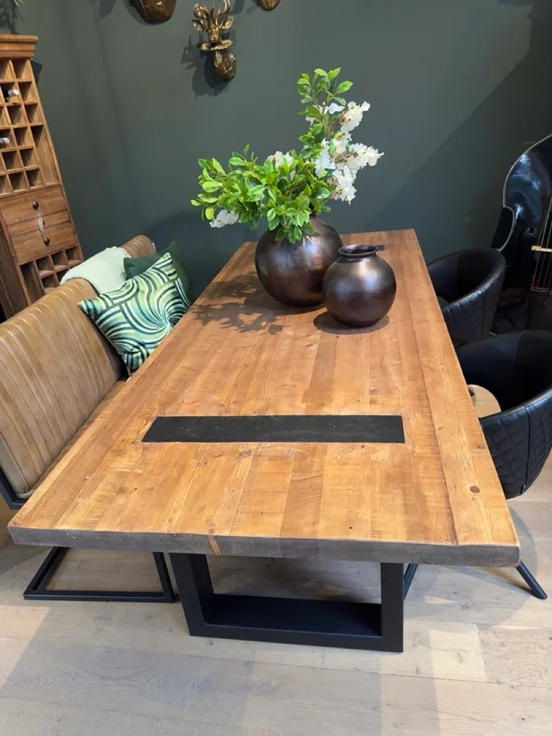 Table en Bois Massif avec Pieds U Apparents (300x120 cm)