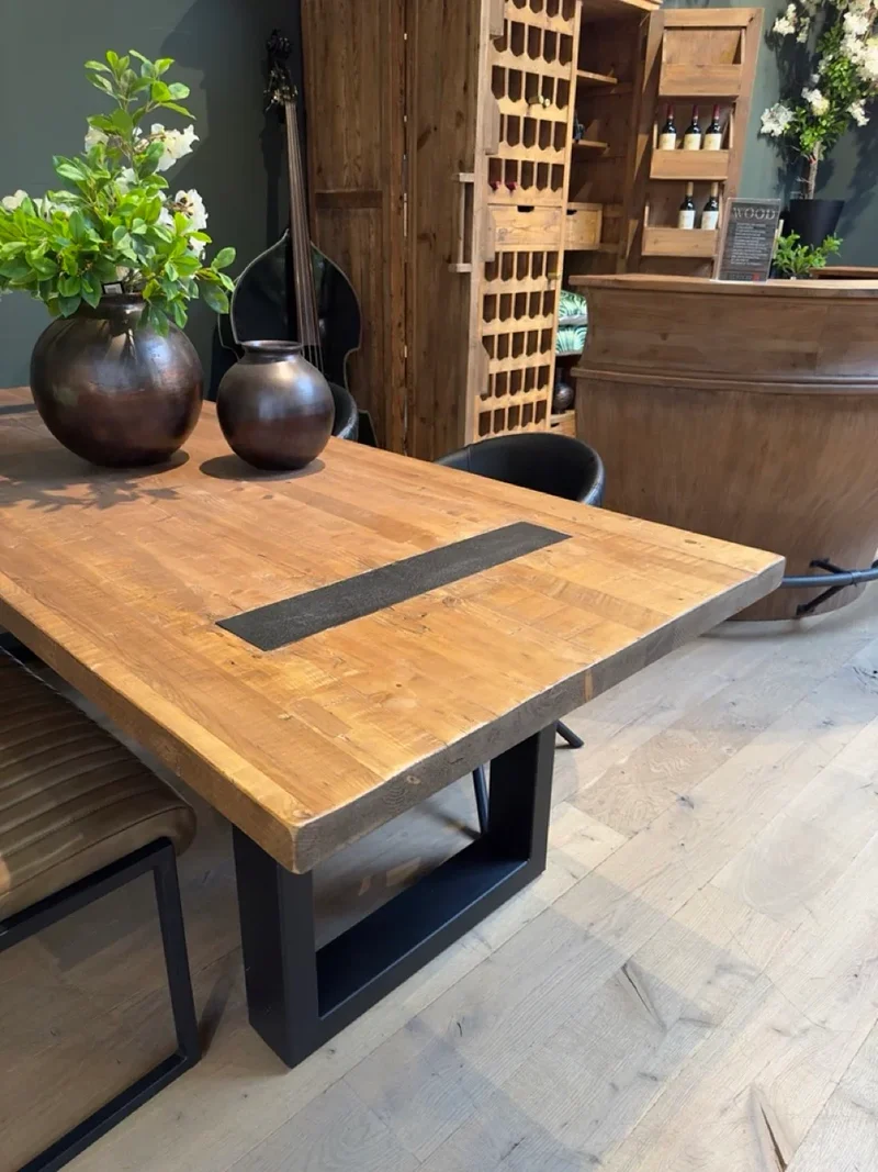 Table en Bois Massif avec Pieds U Apparents (300x120 cm)