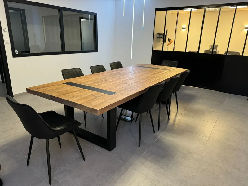 Table en Bois Massif avec Pieds U Apparents (300x120 cm)