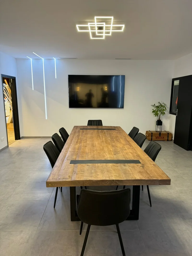 Table en Bois Massif avec Pieds U Apparents (300x120 cm)