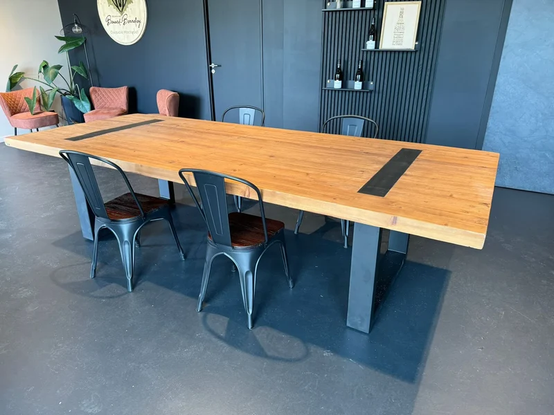 Table en Bois Massif avec Pieds U Apparents (300x120 cm)