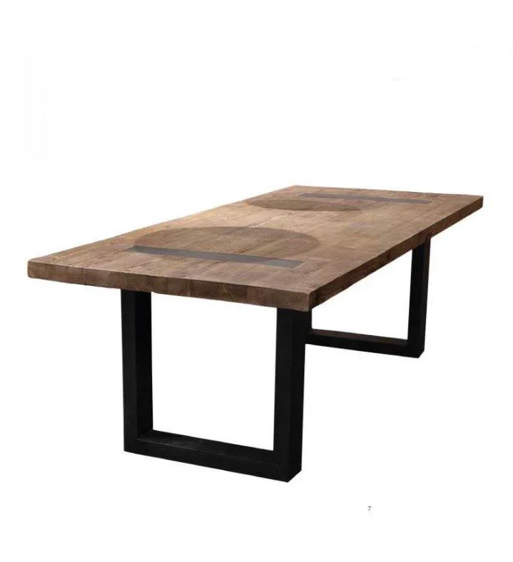 Table à Manger de 2m40 en Bois Massif avec Pieds U Apparents
