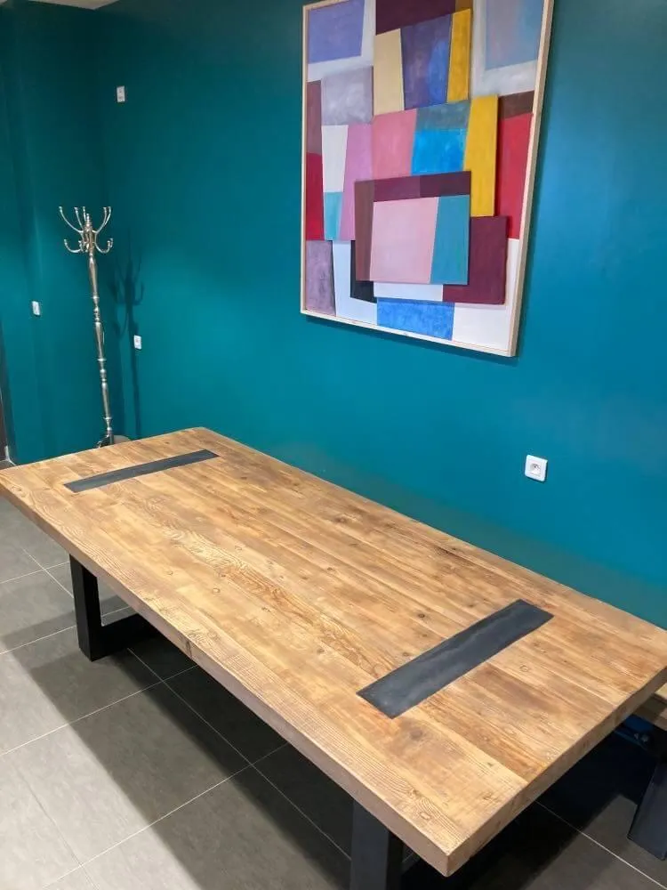 Table à Manger de 2m40 en Bois Massif avec Pieds U Apparents