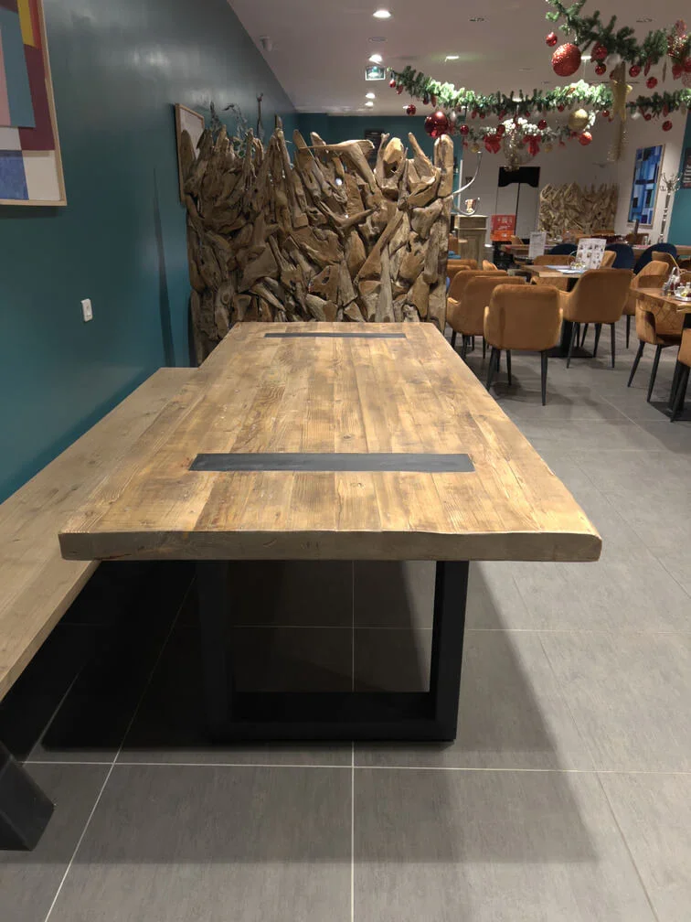 Table à Manger de 2m40 en Bois Massif avec Pieds U Apparents