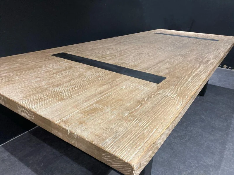 Table à Manger de 2m40 en Bois Massif avec Pieds U Apparents