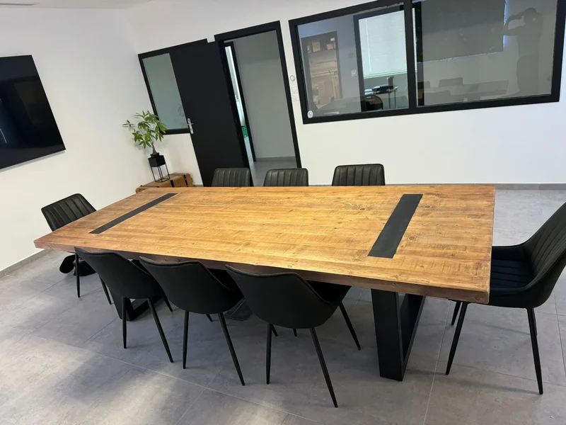 Table à Manger de 2m40 en Bois Massif avec Pieds U Apparents