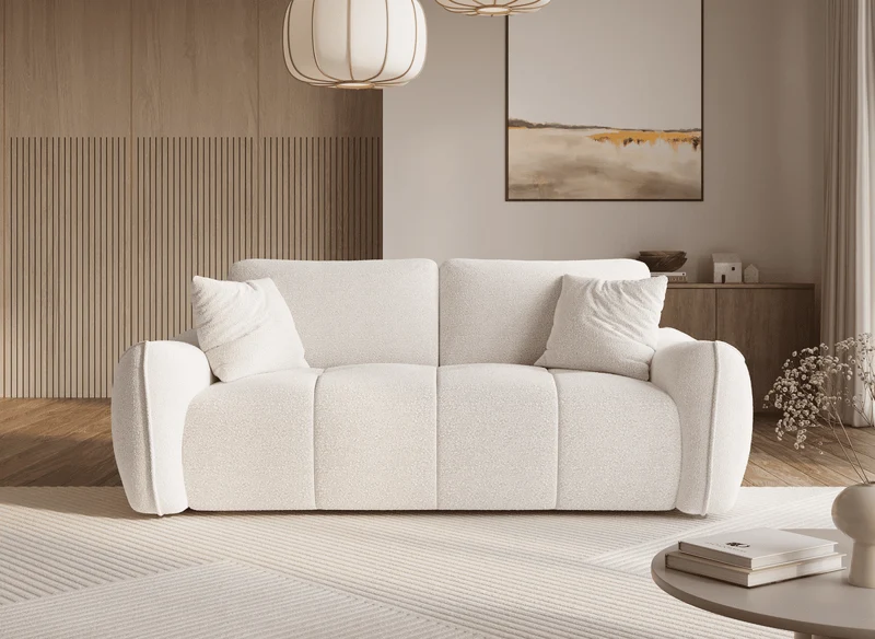 Canapé 3 places beige EZRA + Lot de 2 tables basses DORINE