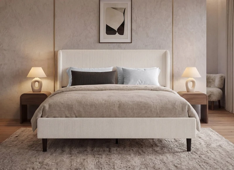 Lit double LEVY 160x200 cm + Matelas HYBRID 160x200 cm
