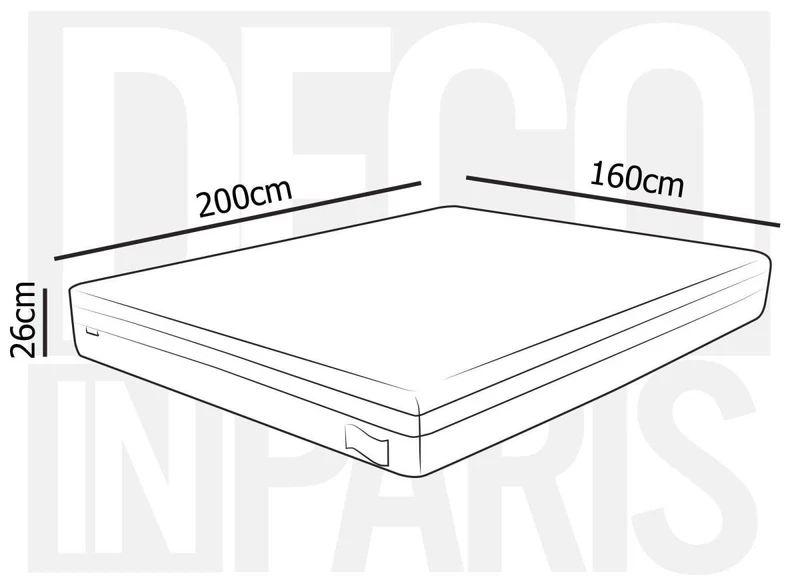 Lit double LEVY 160x200 cm + Matelas HYBRID 160x200 cm