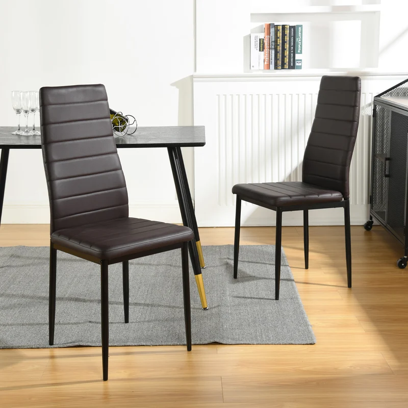 Chaises de Salle à Manger Multicolores en PVC - Pieds Noir Mat, 41,5x52x98CM, Lot de 4