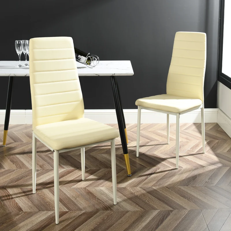 Chaises de Salle à Manger Multicolores en PVC - Pieds Noir Mat, 41,5x52x98CM, Lot de 4