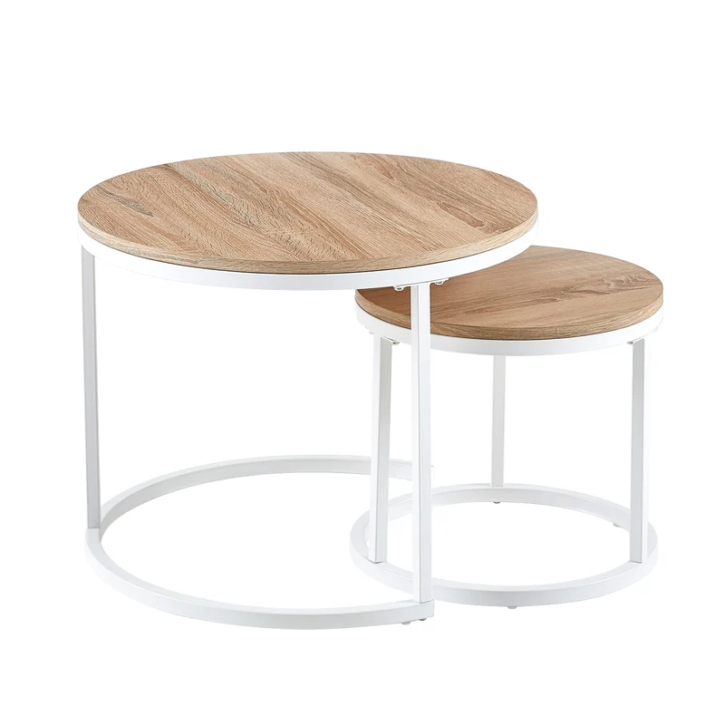 VERONA Table Basse Ensemble de 2, Design Minimaliste Peint, Rond, Diamètre 50*45CM/40*35CM