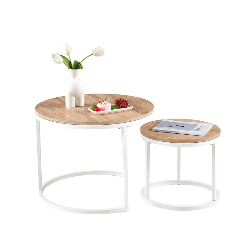 VERONA Table Basse Ensemble de 2, Design Minimaliste Peint, Rond, Diamètre 50*45CM/40*35CM