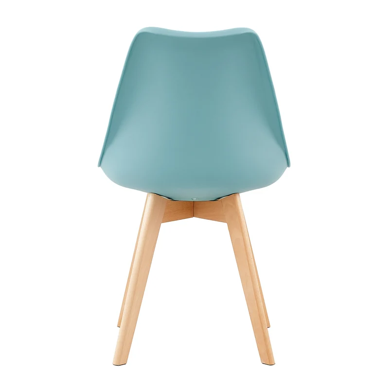 Chaise de Salle à Manger en PU avec Pieds en Bois de Frêne - Bleu Clair/ Vert Foncé-TULIP