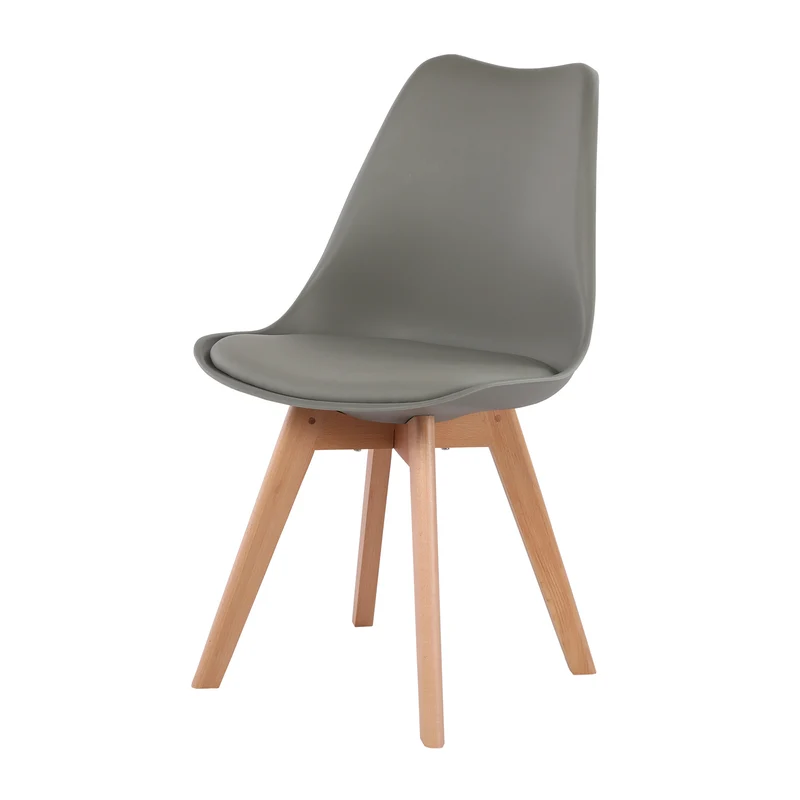 Chaise en Bois de Hêtre avec Coque Plastique et Coussin en PU - Design TULIP Moderne pour Salle à Manger