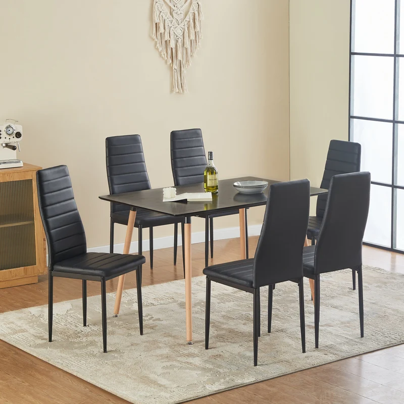 ANN Chaises de Salle à Manger en PVC Chaise de Cuisine Moderne Chaise Rembourrée Confortable - Noir/Blanc/Gris Foncé