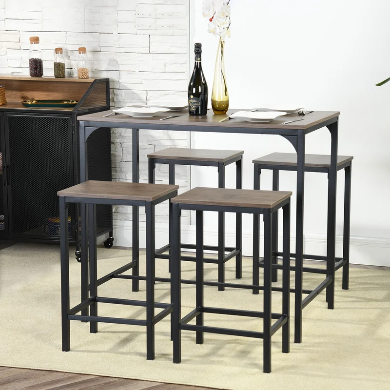 FAIRMAN Ensemble De Table De Bar Avec 1 Table Et 4 Chaises
