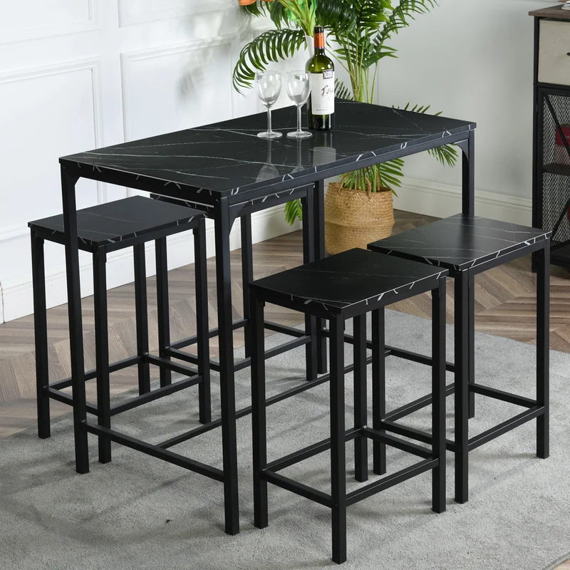 FAIRMAN Ensemble De Table De Bar Avec 1 Table Et 4 Chaises