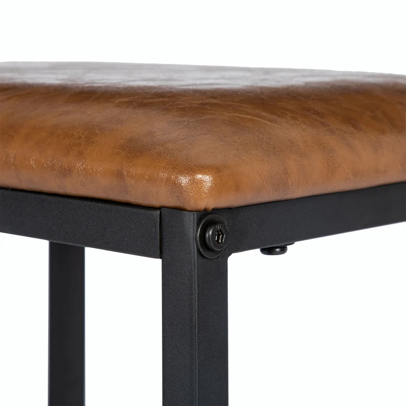 SHELL Ensemble Table Et Chaises De Salle à Manger - 1 Table Moderne En Cuir Naturel + 4 Chaises