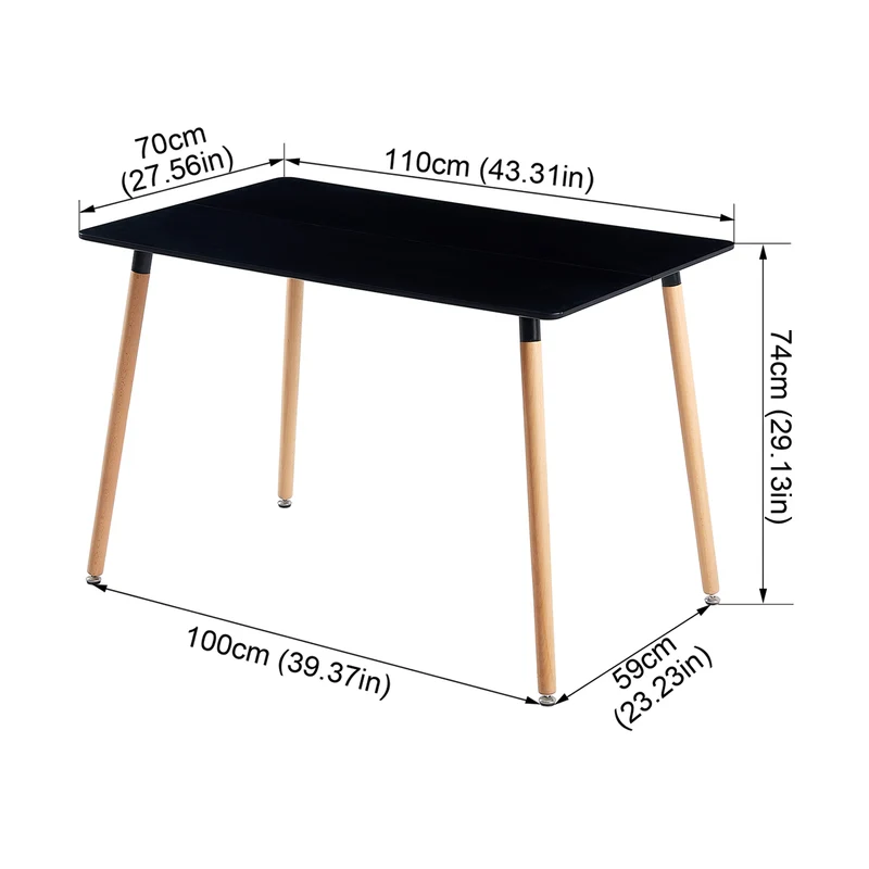 SAGE Rectangulaire Table de salle à manger Table de cuisine Table de conférence de bureau moderne Table basse - Noir/Blanc