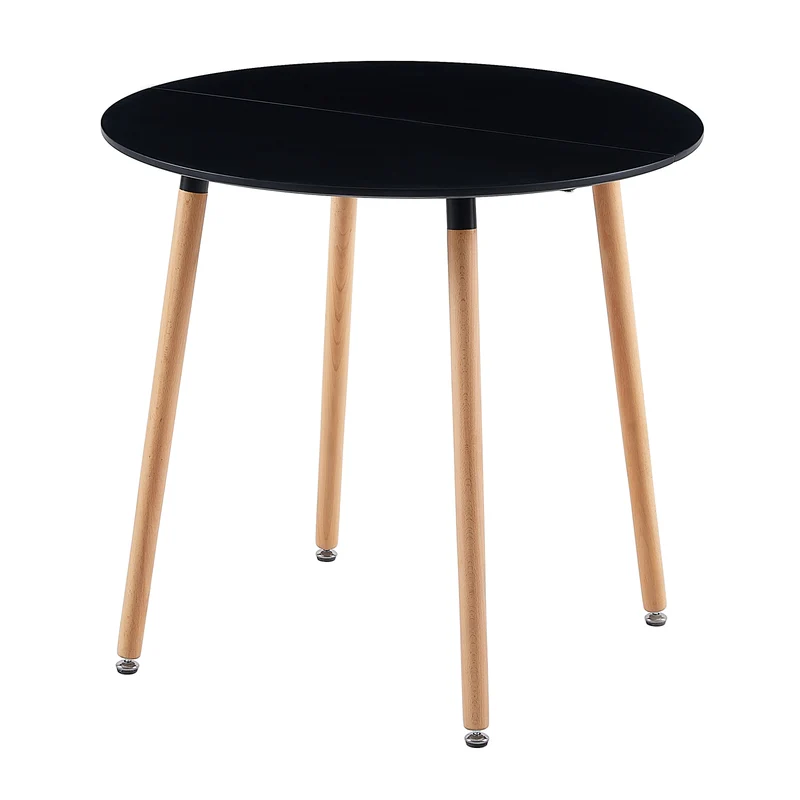 PEA Rond Table de salle à manger Table de cuisine Table de conférence de bureau moderne Table basse - Noir