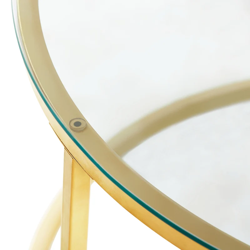 NAPLES Table Basse Ronde, Ensemble De 2, Cadre En Métal Robuste Et Verre Trempé (Doré Et Noir)