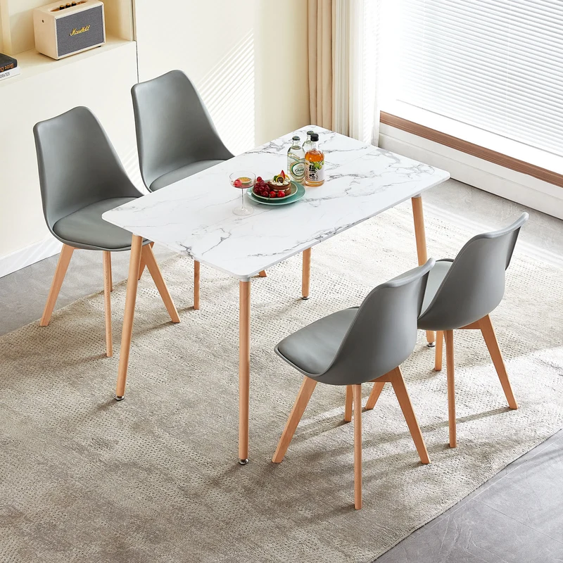 SAGE Rectangulaire Table de Salle à Manger en MDF Scandinave Style en Bois 110*70*74cm - Couleur Marbre