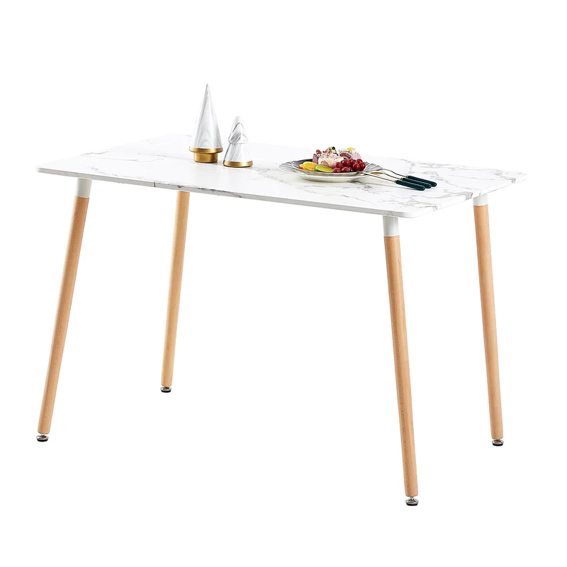 SAGE Rectangulaire Table de Salle à Manger en MDF Scandinave Style en Bois 110*70*74cm - Couleur Marbre