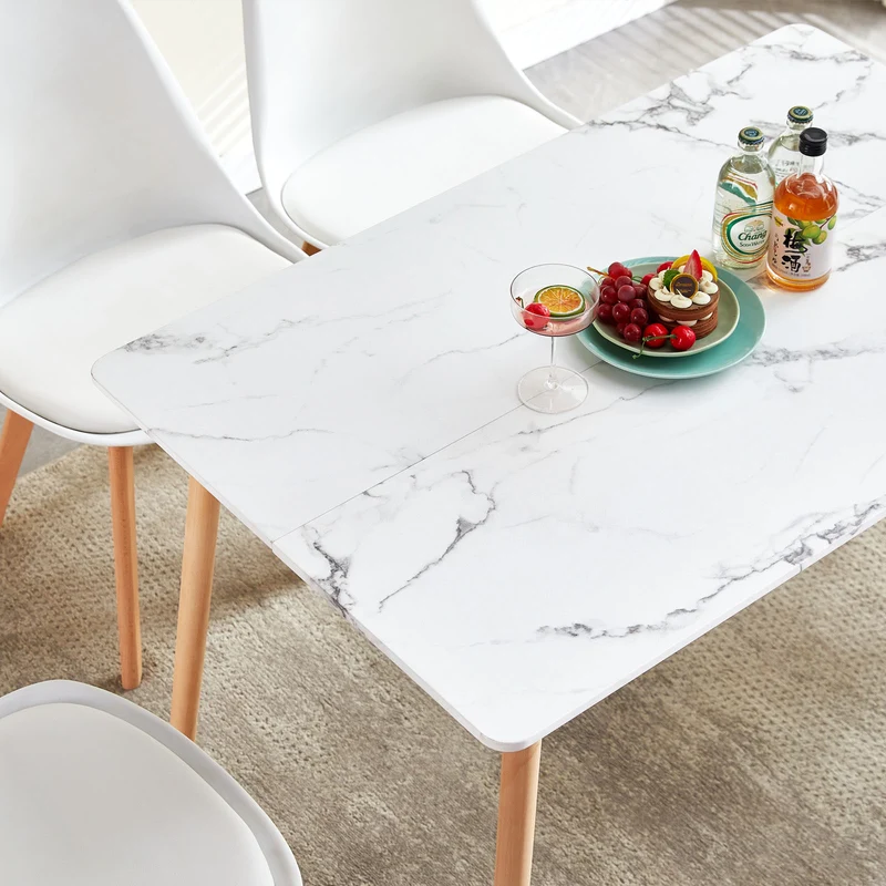 SAGE Rectangulaire Table de Salle à Manger en MDF Scandinave Style en Bois 110*70*74cm - Couleur Marbre