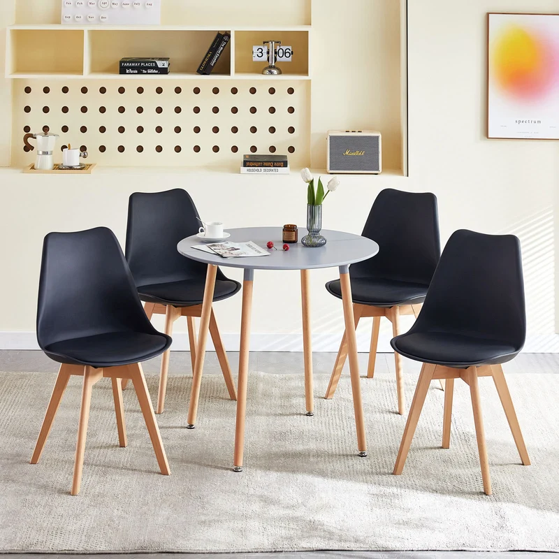 RONALD Ronde Table de Salle à Manger Scandinave Nordique Style en Bois 80*80*74cm - Gris