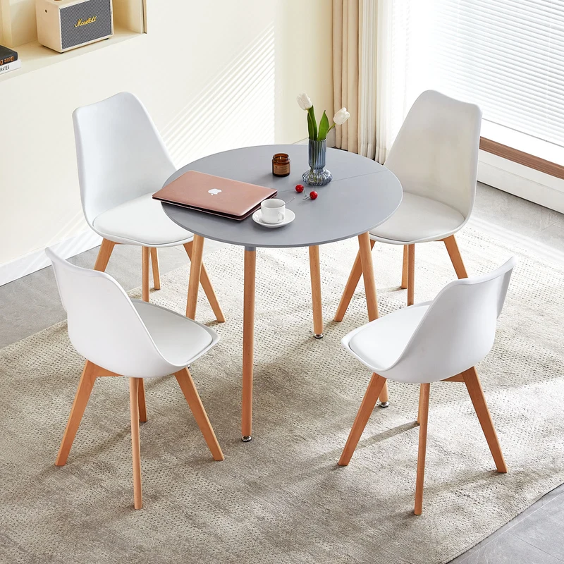 RONALD Ronde Table de Salle à Manger Scandinave Nordique Style en Bois 80*80*74cm - Gris