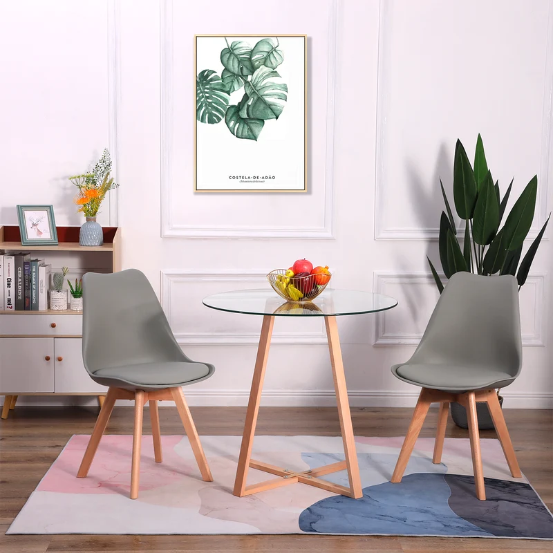 TULIP PP Chaise de Salle à Manger Pieds en Hêtre - Noir/Blanc/Gris