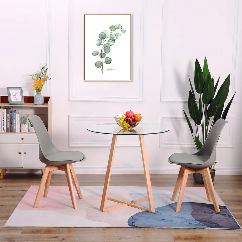 TULIP PP Chaise de Salle à Manger Pieds en Hêtre - Noir/Blanc/Gris