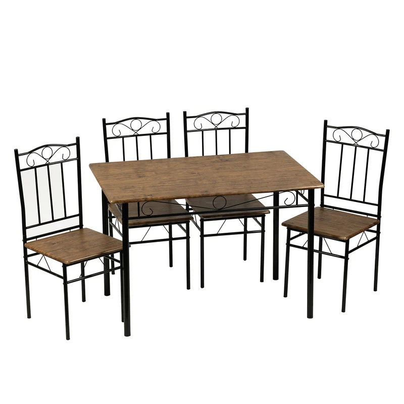 NORSEMAN Ensemble de Salle à Manger 5 Pièces, Table à Manger Rectangulaire avec 4 Chaises 109*69*75cm - Couleurs Disponibles