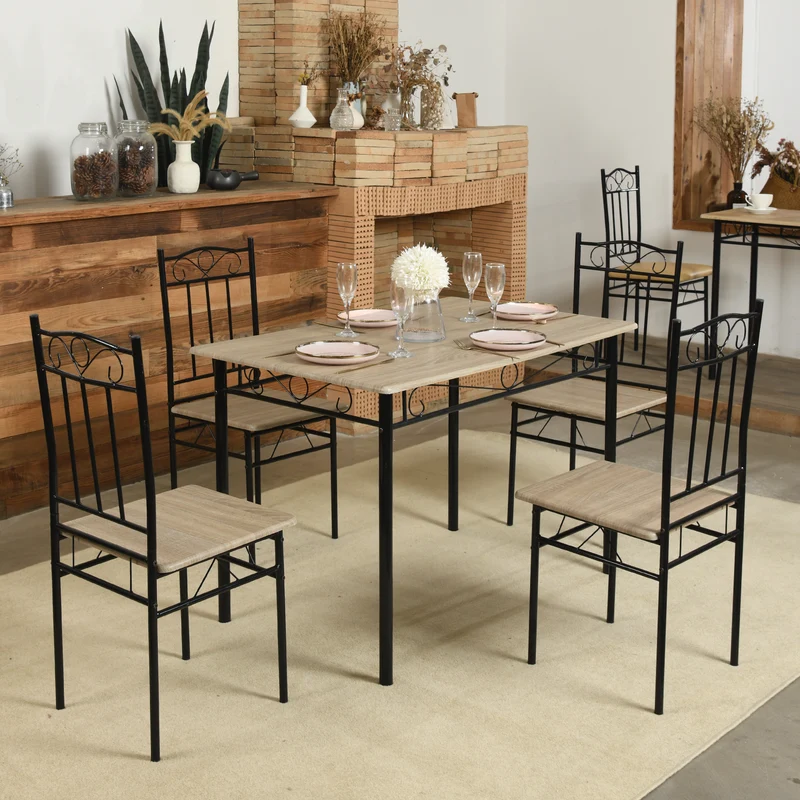 NORSEMAN Ensemble de Salle à Manger 5 Pièces, Table à Manger Rectangulaire avec 4 Chaises 109*69*75cm - Couleurs Disponibles