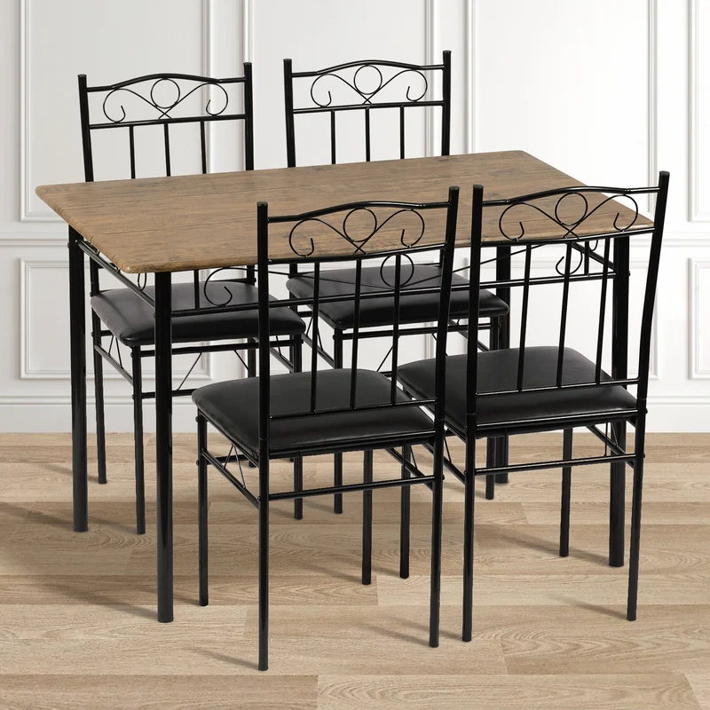 NORSEMAN Ensemble de Salle à Manger 5 Pièces, Table à Manger Rectangulaire avec 4 Chaises 109*69*75cm - Couleurs Disponibles