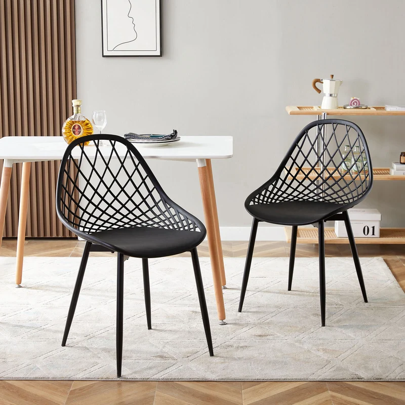 MILAN Chaises de Salle à Manger Pieds de Transfert en Bois de Hêtre - Blanc/Noir/Gris