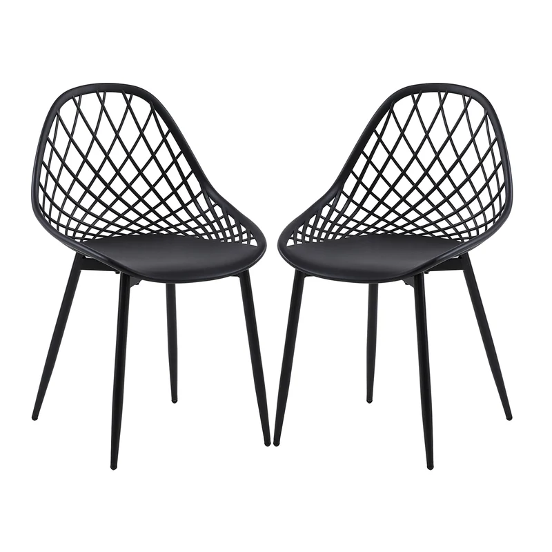 MILAN Chaises de Salle à Manger Pieds de Transfert en Bois de Hêtre - Blanc/Noir/Gris