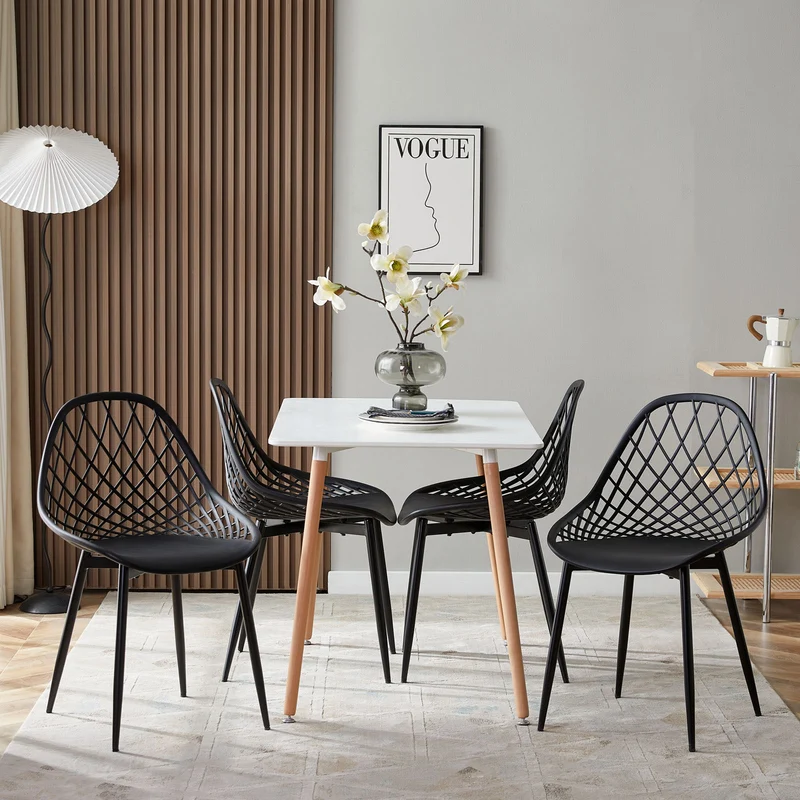 MILAN Chaises de Salle à Manger Pieds de Transfert en Bois de Hêtre - Blanc/Noir/Gris
