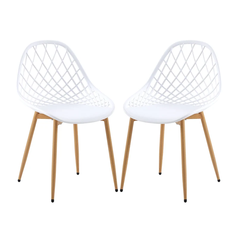 MILAN Chaises de Salle à Manger Pieds de Transfert en Bois de Hêtre - Blanc/Noir/Gris