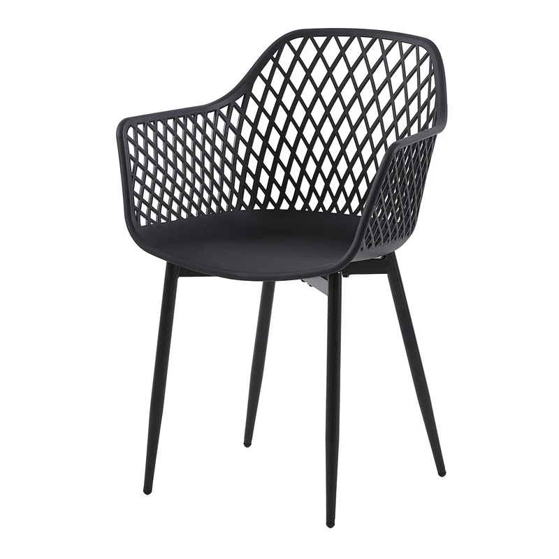 Chaises de salle à manger avec pieds en métal, chaise creuse au design rétro(Ensemble de 2/4) - Noir-ROME
