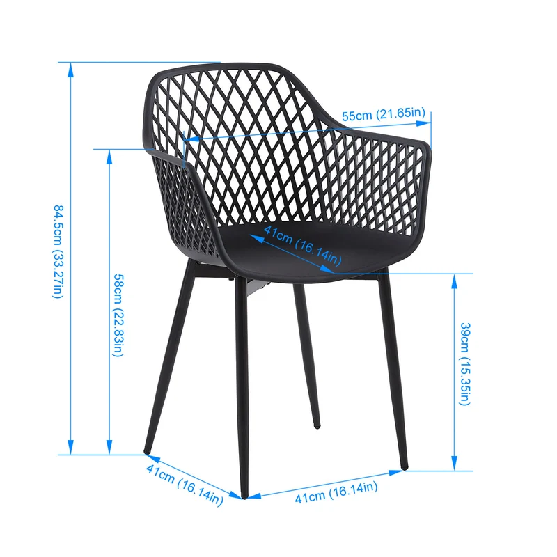 Chaises de salle à manger avec pieds en métal, chaise creuse au design rétro(Ensemble de 2/4) - Noir-ROME