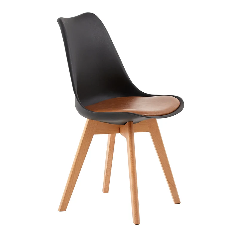 Chaise de salle à manger avec pied en hêtre - Marron-TULIP PP