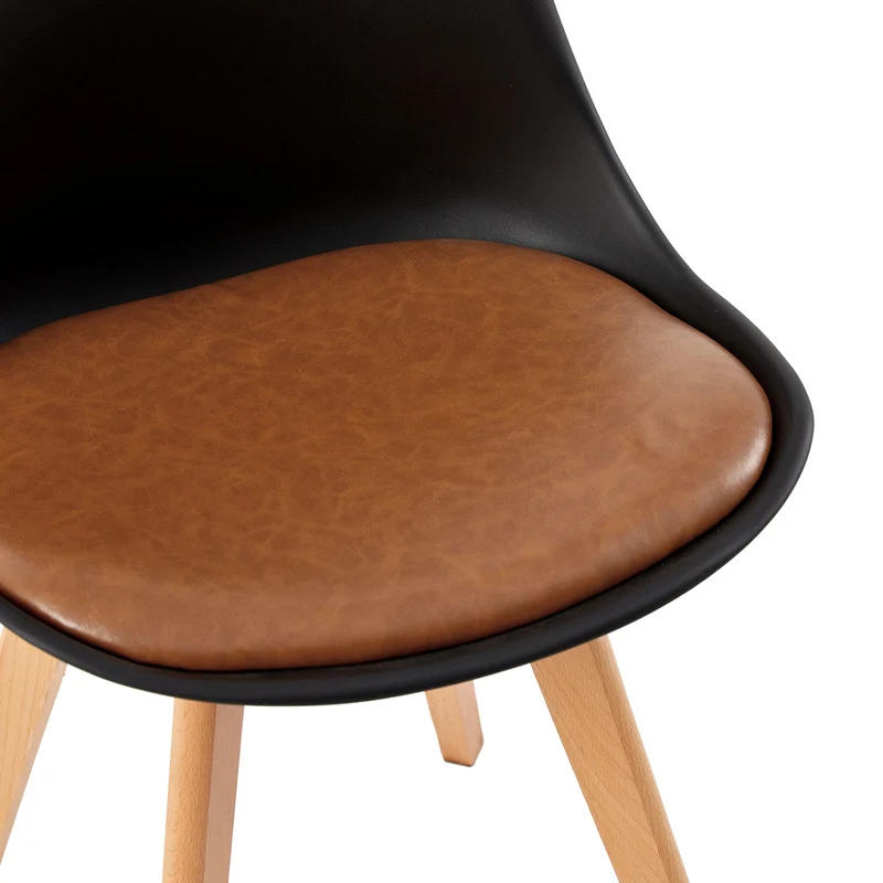 Chaise de salle à manger avec pied en hêtre - Marron-TULIP PP