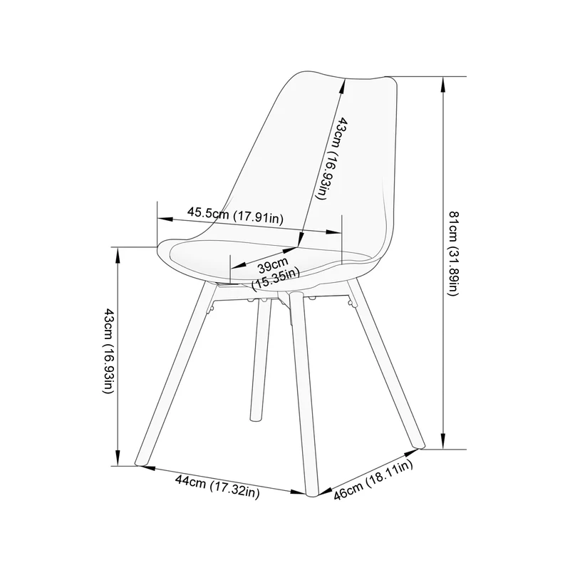 OATS PP Chaise de Salle à Manger Pieds en Hêtre - Noir/Blanc/Gris