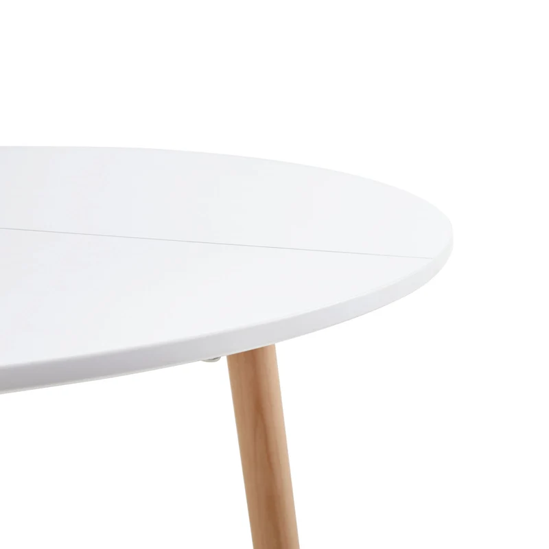 PEA Table à Manger Ronde en MDF avec 4 Pieds en Hêtre 80 * 80 * 73 cm - Noir/Blanc