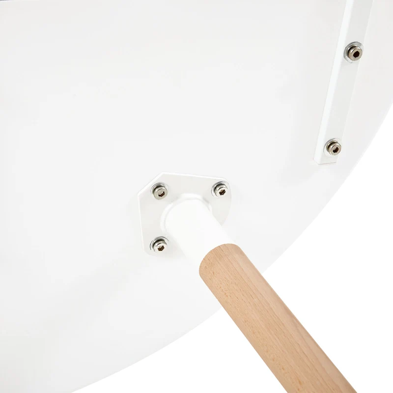 PEA Table à Manger Ronde en MDF avec 4 Pieds en Hêtre 80 * 80 * 73 cm - Noir/Blanc