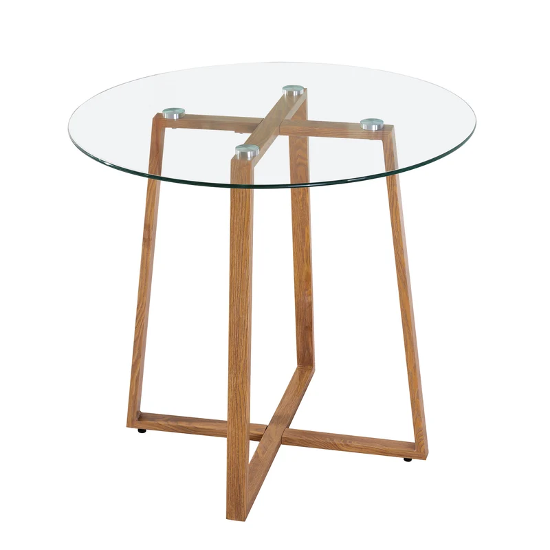 ROUNE Table à Manger Ronde en Verre avec Pieds en Métal 80 * 80 * 75 cm - Transparent