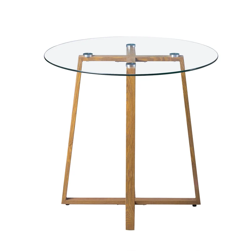 ROUNE Table à Manger Ronde en Verre avec Pieds en Métal 80 * 80 * 75 cm - Transparent